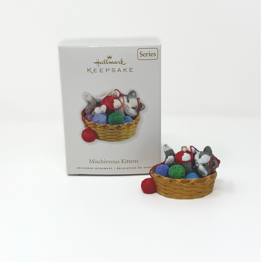Hallmark 2010 Mischievous Kittens #12 Cat Yarn Basket Christmas Ornament